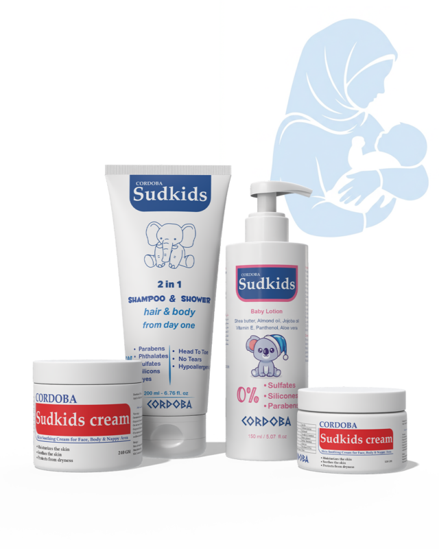 Sudkids From Day One newborn baby care set including shampoo and shower, baby lotion and diaper cream for sensitive baby skin